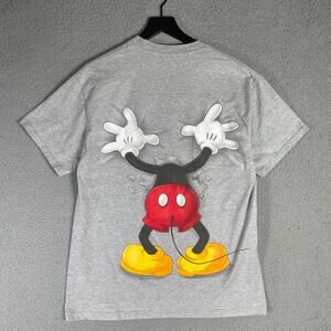 Disney Parks Mickey Mouse Optical Illusion T-Shirt Hanes Gray Large Disney World